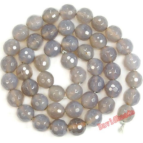 Fábrica precio mm 12mm 14mm redondo facetado gris Agat perlas naturales cuentas de piedra para manualidades para fabricación de joyas cuentas JD538 ► Foto 1/2