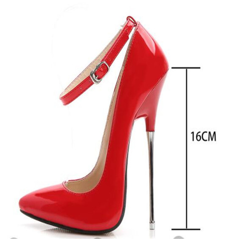 Zapatos de tacón alto de aguja para mujer, tacones plateados sexys, de cuero rojo y negro, para fiesta, boda, 16cm, 44, 2022 ► Foto 1/6