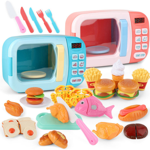 Juguetes de cocina de simulación para chico, juguetes educativos para horno de microondas, Mini comida de cocina, juego de simulación, juego de corte, juguetes para niñas ► Foto 1/6