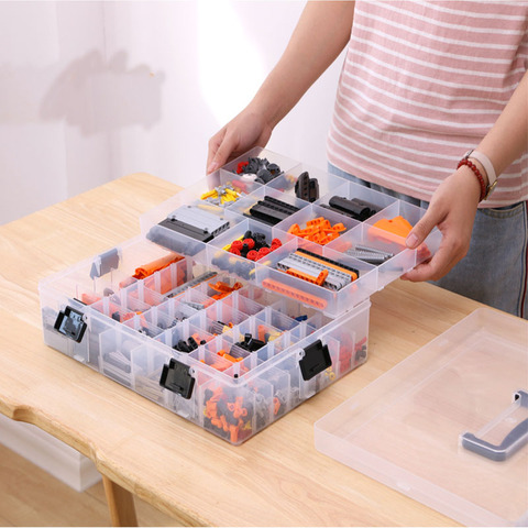 Lego-bloques de construcción multicapa para niños, caja de almacenamiento de gran capacidad, organizador de plástico transparente, dispensador, ahorro de espacio ► Foto 1/6