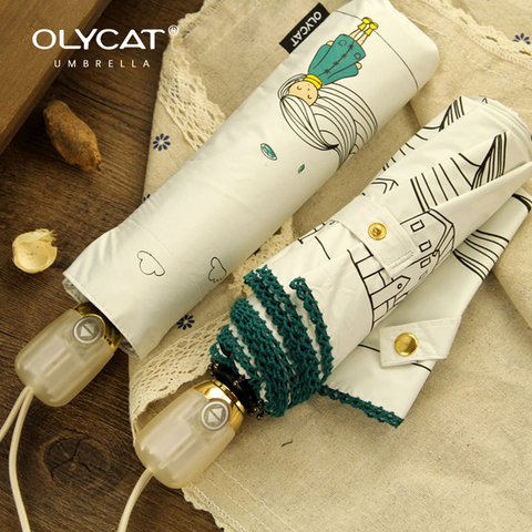 OLYCAT-sombrilla plegable automática para Anti UV, paraguas para niña, impermeable, estilo coreano, 8K ► Foto 1/6