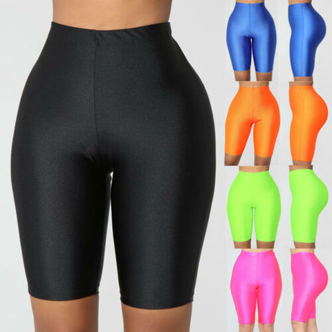 Pantalones cortos deportivos de cintura alta para mujer, pantalones cortos de motociclista de verano, ajustado, vestido ceñido liso, pantalones cortos de ciclismo ► Foto 1/6