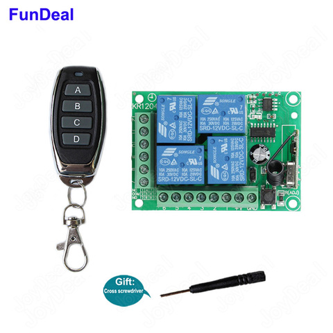 Interruptor de Control remoto inalámbrico Universal, módulo receptor de Radio de relé de 4 canales, 433Mhz, CC de 12V, transmisor de controles remotos inteligentes ► Foto 1/6
