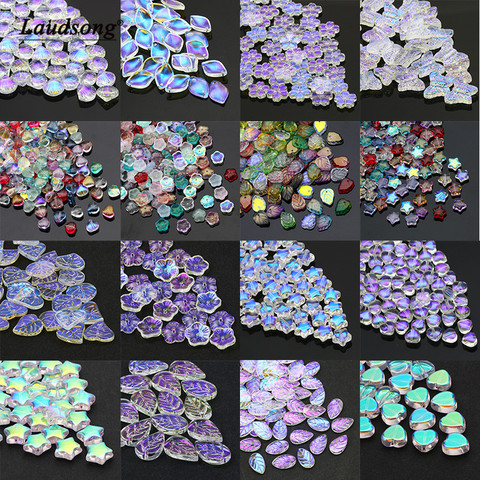 Cuentas de vidrio de cristal coloridas mezcladas transparentes, Heate/estrella/hoja/pendiente de pétalos para la fabricación de collares de joyas, accesorios DIY ► Foto 1/6