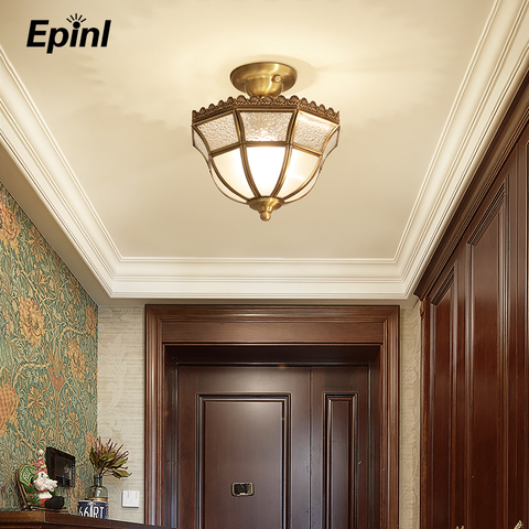 Epinl-lámpara de techo Retro de cobre, luz LED romántica de estilo americano para balcón, sala de estar, dormitorio, pasillo, decoración del hogar ► Foto 1/6