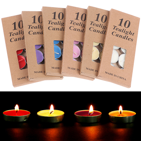 10 unidades/juego de velas románticas de cera de té para aromaterapia, vela de Color con velas para fiesta de cumpleaños y boda ► Foto 1/6