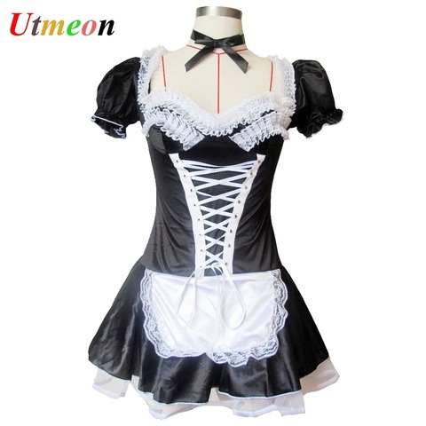 UTMEON S-6XL mujeres Sexy noche francés Maid Cosplay traje de las mujeres exóticas sirviente Cosplay vestido Plus tamaño traje de ► Foto 1/6