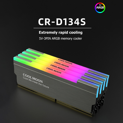 COOLMOON CR-D134S ARGB disipador para memoria RAM enfriador de computadora de escritorio PC 5V 3PIN disipador térmico de refrigeración estabilizador Компьютерные комплектующие ► Foto 1/6