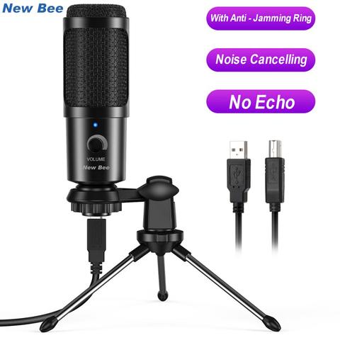 New Bee-Micrófono con USB para ordenador, condensador de estudio de grabación de voces, para YouTube, vídeo, Skype, juegos, charlas y podcast ► Foto 1/6