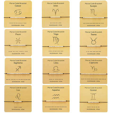 1 PC constelación serie código Morse pulseras para Mujeres Hombres joyería plateado ajustable de San Valentín, regalo de cumpleaños ► Foto 1/6