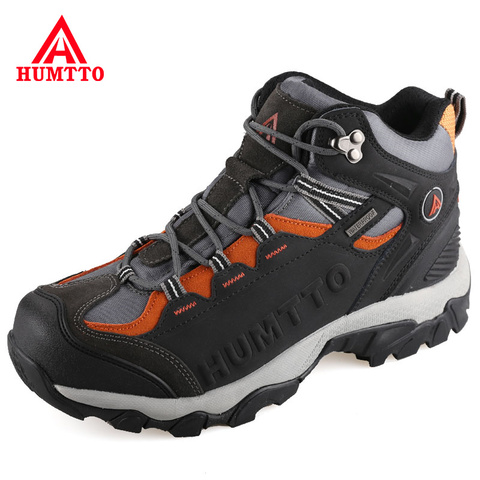 Hutto-zapatos impermeables de cuero genuino para hombre y mujer, zapatillas de senderismo y Turismo, atléticas, para exteriores, talla grande ► Foto 1/6