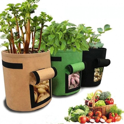 Bolsa para cultivo de plantas, siembra de patatas, tomate, verduras, invernadero, flor de jardín de casa, seta de fresa, plantador, herramientas ► Foto 1/6