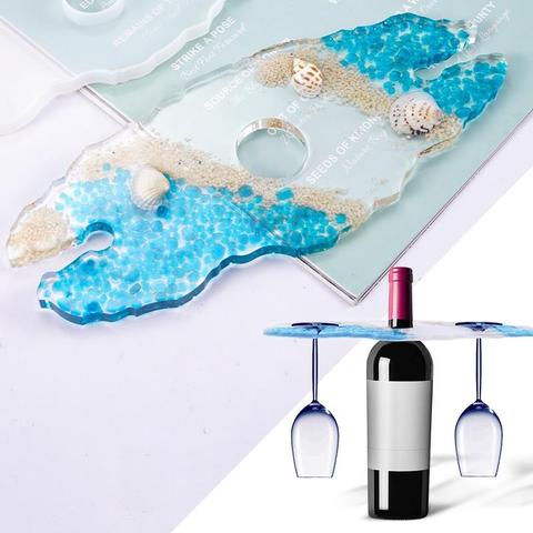 Soporte para copa de vino, estante para botellas de Molde de resina de silicona, bandeja de cristal Irregular, Molde de resina, posavasos, decoración del hogar DIY ► Foto 1/6