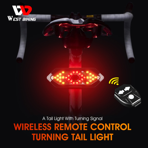 Luz de señal de giro para bicicleta, Luz trasera LED indicadora de dirección con Control remoto, con bocina, recargable vía USB, luz trasera de ciclismo ► Foto 1/6