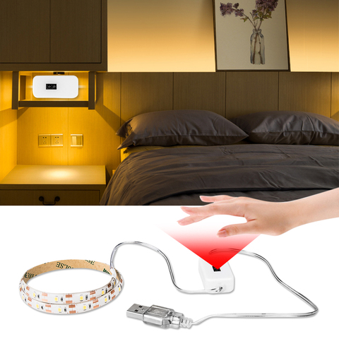 Tira de luces LED con Sensor de barrido manual, lámpara de noche para dormitorio, cocina, debajo del armario, interruptor inteligente, 5V, USB ► Foto 1/6