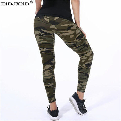 INDJXND-mallas altas elásticas para mujer, Leggings ajustados de camuflaje verde militar, Leggins de Fitness para gimnasio, pantalones deportivos de talla grande XXXL ► Foto 1/6