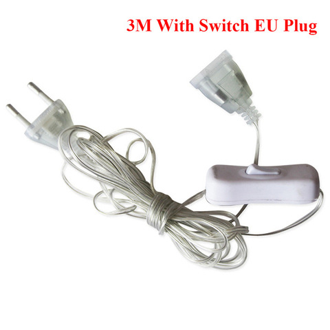 3m macho extensor de extensión de Cable EU/US Plug para LED Cadena de luz de la decoración de la boda Led guirnalda DIY Natal Navidad luces ► Foto 1/6