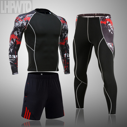 Traje deportivo de LICRA para MMA para hombre, ropa deportiva de secado rápido, kit de entrenamiento de compresión, leggings térmicos, ropa interior ► Foto 1/6