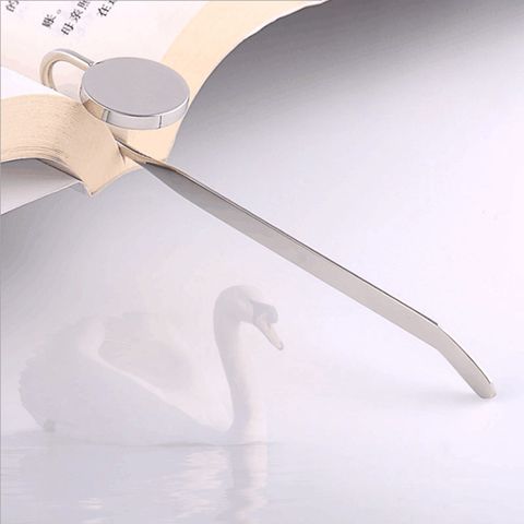 Marcapáginas de aleación de Zinc con cuello de cisne creativo, rotulador redondo de Metal para libros, Clip colgante punto de libro suministros de oficina, gran regalo ► Foto 1/4