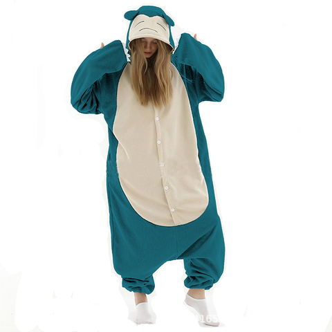 Nuevo traje de dibujos animados Snorlax Kigurumi XXL, Onesies de Anime para adultos, hombres, mujeres, Onsie, niños, Pijamas para niñas, mono de una pieza con forro polar ► Foto 1/6