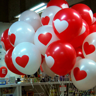 Globos redondos de látex para decoración de boda, decoración de enlace boda, corazón redondo, color blanco y rojo, 50 Uds. ► Foto 1/6