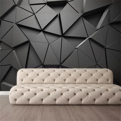 Wellyu-papel pintado personalizado para pared, fotomural 3d a la moda, papel tapiz con triángulos grises abstractos, geométrico, ESTÉREO ► Foto 1/3