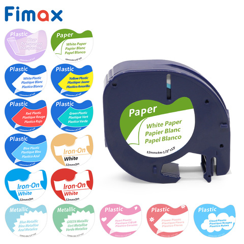 Fimax-Cinta de plástico para hacer etiquetas, Compatible con DYMO LetraTag 91200, 91201, 12267, 91203 ► Foto 1/6