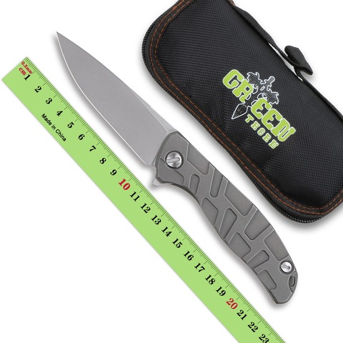 Green Thorn F95RT cuchillo plegable abatible D2 blade TC4 mango de titanio tácticas al aire libre básicos de caza montañismo Camping herramientas ► Foto 1/6