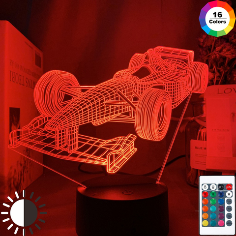 Luz Led nocturna F1 para dormitorio de niños, iluminación decorativa de coche de carreras de Fórmula 1, ilusión 3d, regalo único para habitación de niños, lámpara de escritorio ► Foto 1/6