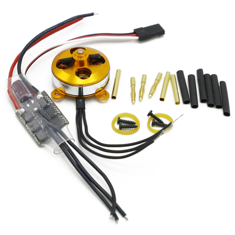 Micromotor sin escobillas A2204 1400KV 7.5A 50W SP con montaje + 10A ESC para Avión RC/KK Quadcopter UFO ► Foto 1/6