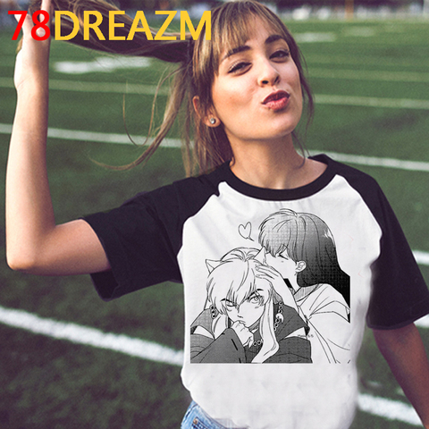 Inuyasha-Camiseta blanca vintage tumblr para mujer, top informal de verano, camiseta de talla grande ► Foto 1/6