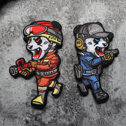 Race-insignia de caza de bomberos, bordado militar de Panda, Parche táctico, Velcro, emblema, apliques de tela bordada para ropa ► Foto 1/6