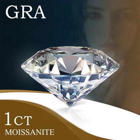 Gemas sueltas de 100%, piedra moissanita GRA, 1ct, Color D, VVS1, Diamante de laboratorio indefinido, excelente corte para joyería, anillo de diamante ► Foto 1/6