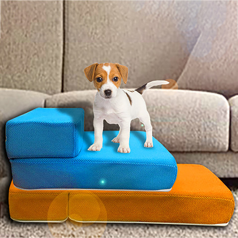 Para escaleras de malla transpirable plegable para mascotas escaleras desmontable para mascotas cama escaleras rampa para perros 2 pasos de escalera para perros pequeños cama para gato, perro ► Foto 1/6