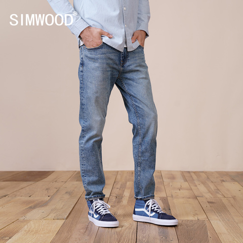 SIMWOOD-vaqueros con bordes cónicos ajustados para hombre, Vaqueros masculinos de talla grande, informales, de alta calidad, SK130116, primavera 2022 ► Foto 1/1