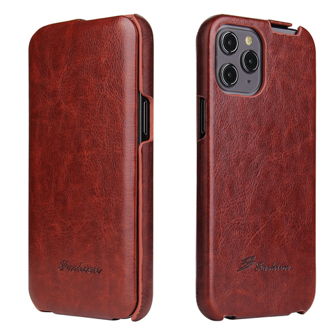 Retro de lujo R64 Vertical flip Funda de cuero para iPhone 12 Pro 12mini 6 6S 7 8 X Xs X XR XS Max SE 2022 de la cubierta completa ► Foto 1/6