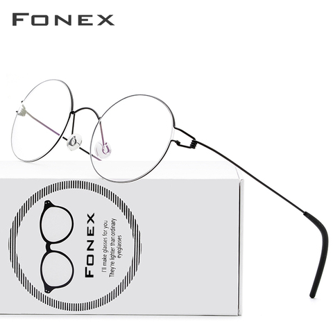 FONEX, gafas sin tornillos, gafas graduadas, montura redonda para mujeres, miopía óptica, Dinamarca, montura coreana para gafas, hombres, titanio 98607 ► Foto 1/6