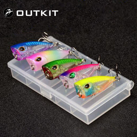 Mini Popper-Juego de Kit de Señuelos de Pesca con caja, 5 uds., 4cm, 3,5g, CrankBaits, Wobblers, señuelos, equipo de pesca de agua superior, carpa Artificial ► Foto 1/6