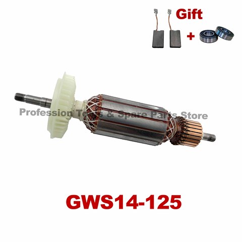 Rodamiento libre y cepillo de carbono, reemplazo de Motor de ancla de Rotor de armadura de AC220V-240V para amoladora angular BOSCH, GWS14-125 de GWS14-150 ► Foto 1/6