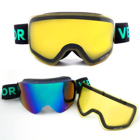 VECTOR de la marca gafas de esquí doble lente UV400 Anti-niebla mujeres hombres Snowboard gafas de esquí nieve gafas con lentes adicionales ► Foto 1/6