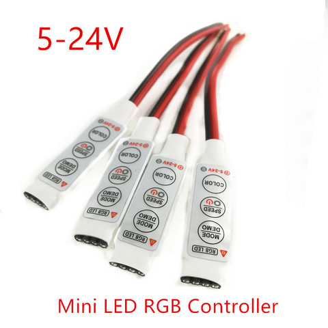 Minicontrolador de atenuación de controlador RGB LED para tira de luces LED, CC 5V-12V-24V 12A, 3 teclas, RGB 5050/3528/2835/5730/5630/3014 SMD ► Foto 1/3