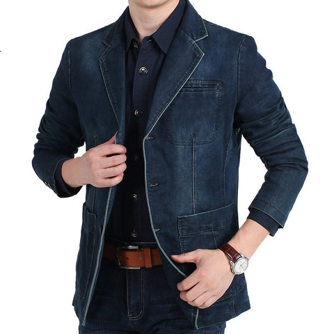 Chaqueta vaquera de marca para hombre, de algodón, informal, entallada, para otoño e invierno, de talla grande 4XL ► Foto 1/6