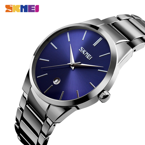 2022 SKMEI relojes de hombres de lujo de oro de acero inoxidable pulsera de cuarzo relojes fecha hora hombre Reloj impermeable Reloj hombre 9140 ► Foto 1/6