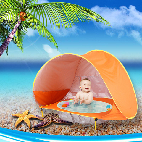 Bebé playa tienda impermeable Pop sol toldo tienda UV protección Sunshelter con piscina chico al aire libre toldo de Camping playa ► Foto 1/6