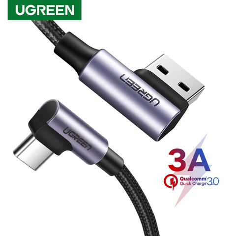 Ugreen-Cable USB tipo C para teléfono móvil, Cable de carga rápida 3A, 90 grados, para Xiaomi Poco x3, Samsung Galaxy S20, S10 ► Foto 1/6