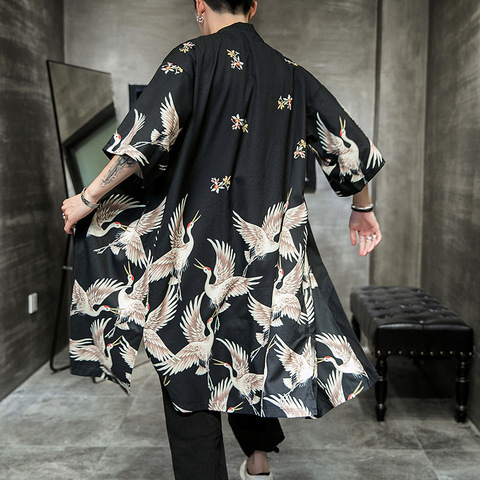 Yukata haori-kimono largo de talla grande para hombre, cárdigan japonés, disfraz de samurai, ropa, chaqueta, kimono para hombre, yukata haori ► Foto 1/5