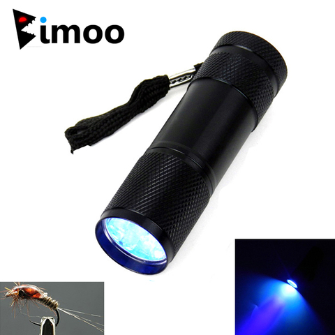 Bimoo-Lámpara de curado UV pequeña, 9 LED atado de moscas, para pesca, luz UV rasina, de linterna, tamaño Mini, de aluminio ► Foto 1/6