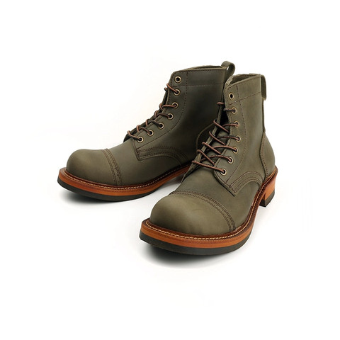 Botas Vintage de cuero genuino para hombre, zapatos hechos a mano, botines de punta redonda, botas de moto de viaje para invierno ► Foto 1/6