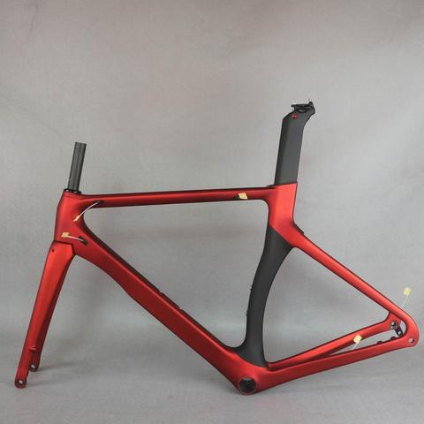 Cuadro de bicicleta de carretera de fibra de carbono, cuadro de bicicleta de disco de carreras, Marco 700c, color rojo y metálico, TT-X3, novedad de 2022 ► Foto 1/6