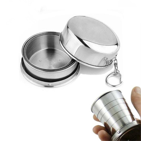 75 ML taza plegable de viaje al aire libre portátil de acero inoxidable retráctil copa para vino de Metal Mini de vidrio telescópicas doblado taza Gif ► Foto 1/6
